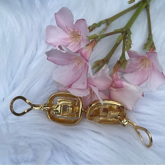 PREMIER GoldTone Rectangle Box Cut Out Clip Earrings - Picture 3 of 9